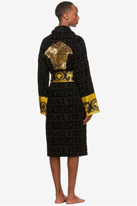 versace black gold robe|versace robe with hood.